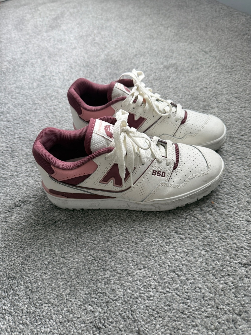 New Balance White Sneakers with Mauve and Dusty Rose Accents